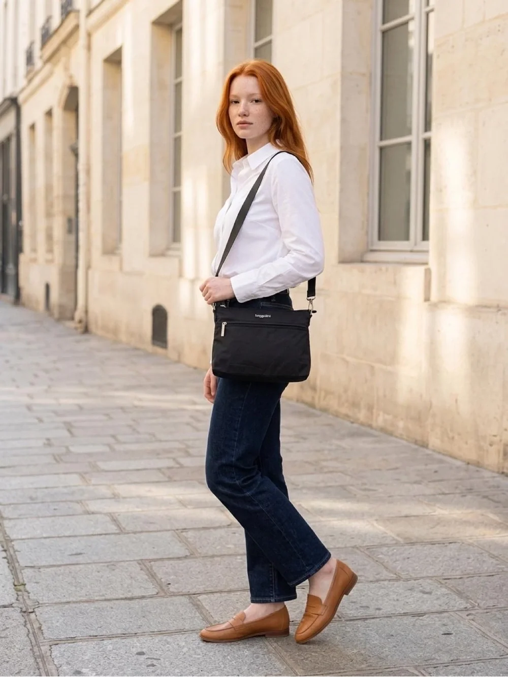baggallini Black Crossbody Bag - Unisex Everyday Organizer Cut resistant